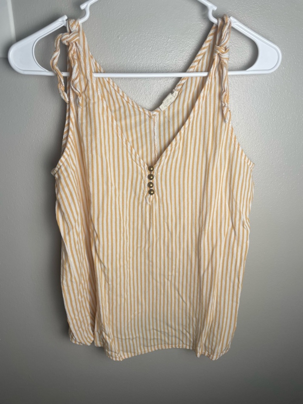a.n.a Yellow and White Striped Tie-Shoulder V-Neck Cami
